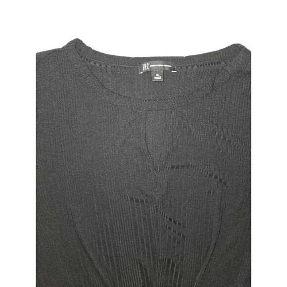 INC Tie Knot Keyhole Blouse Women XL Black Long Sleeve - Picture 3 of 7